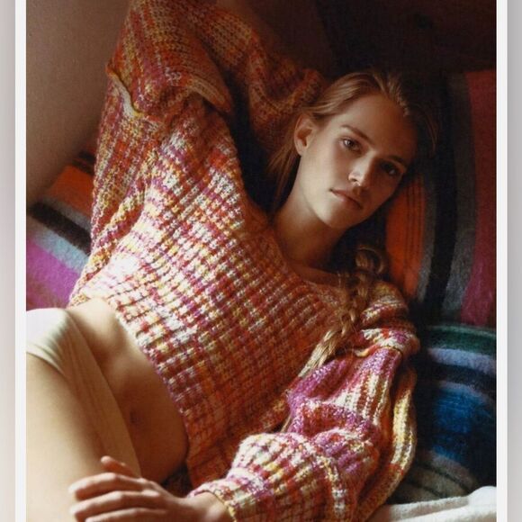 Anthropologie Flat Line Striped Savannah V-Neck Sweater size XS - Picture 1 of 11